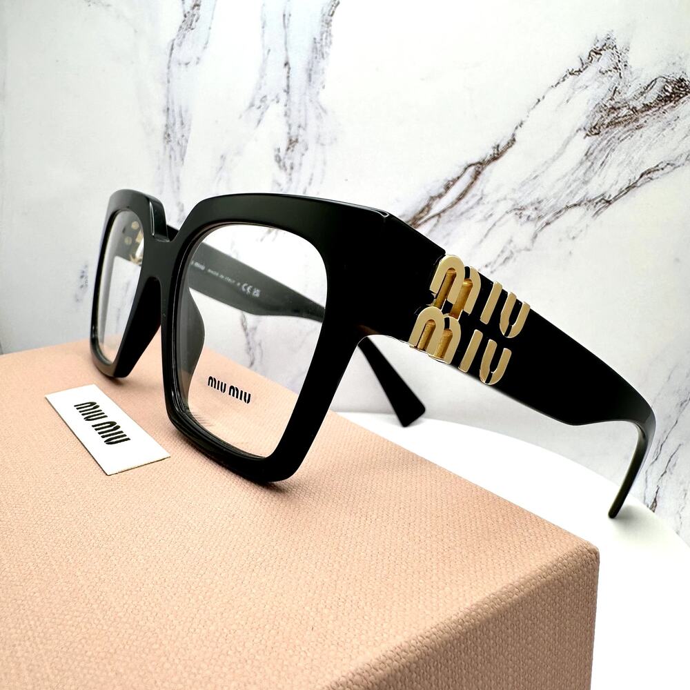 MIU MIU Womens Eyeglasses Black Square Full Rim frames 52-19mm Rx-able Womens - Picture 6 of 16